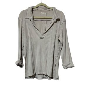 Free People We the Free Annie Ribbed Long Sleeve Collar Top